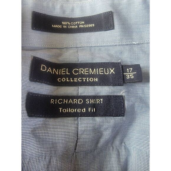 Daniel Cremieux Mens Richard Cotton Shirt Tailored Fit Button-Up Blue Size 17/35 - Picture 3 of 5